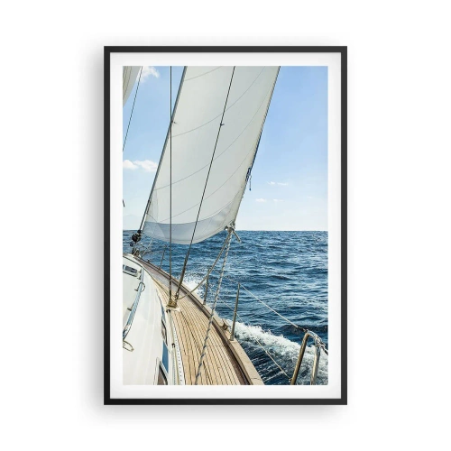 Pôster com moldura preta - Ahoy, aventura - 61x91 cm