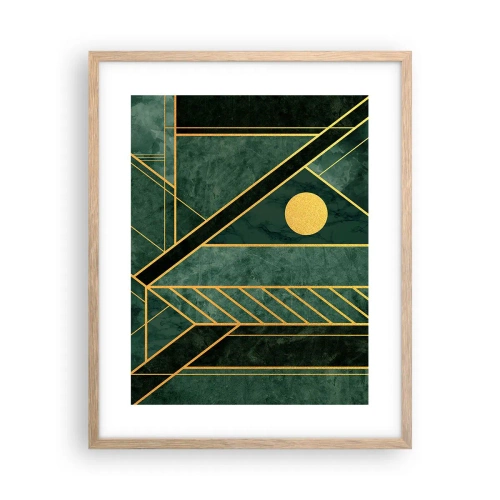 Pôster com moldura de carvalho claro - A dinâmica do ouro e do azul - 40x50 cm