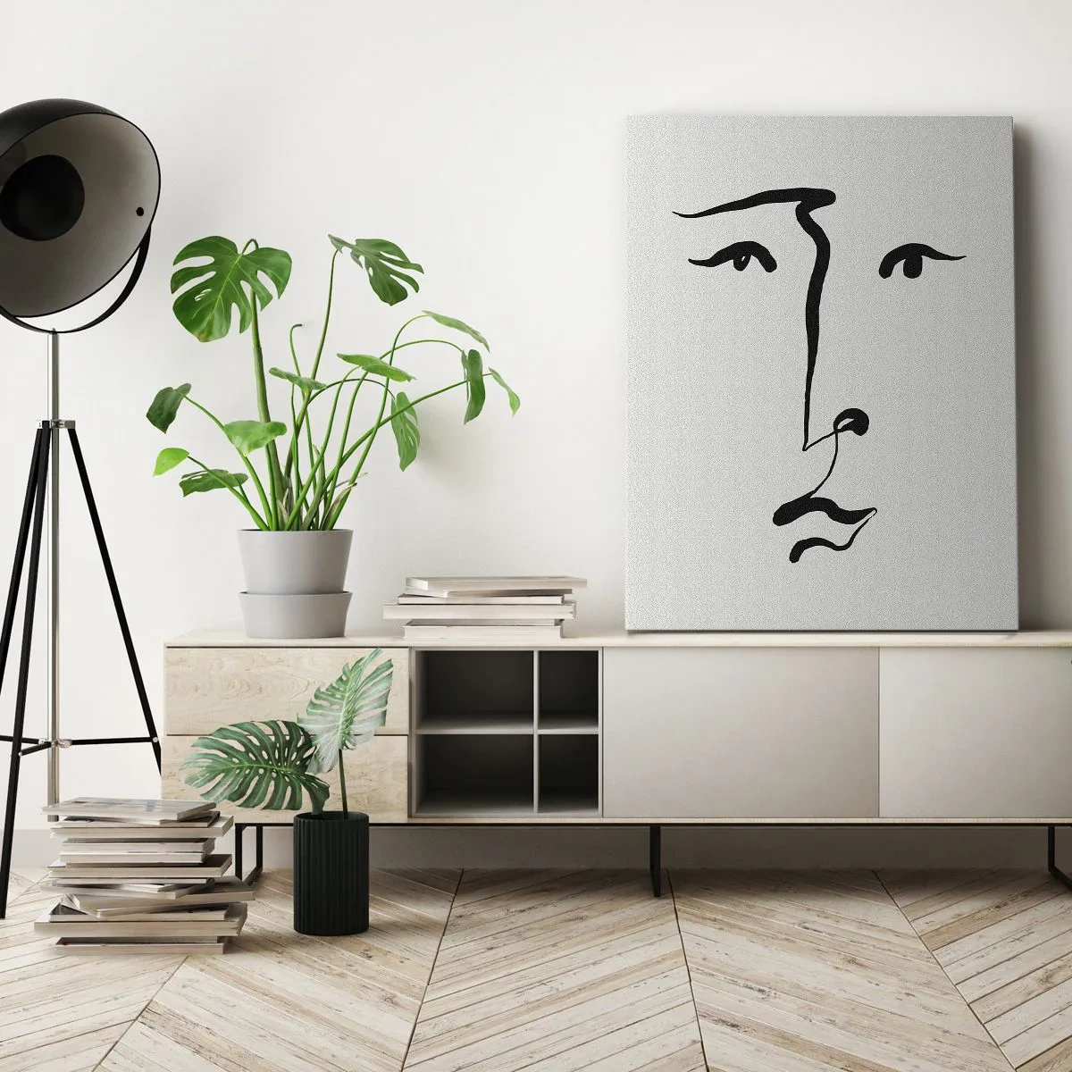 Quadro em tela - Retrato com uma linha - 65x120 cm