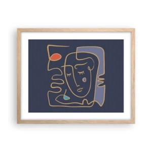 Pôster com moldura de carvalho claro - Nos pensamentos - 50x40 cm