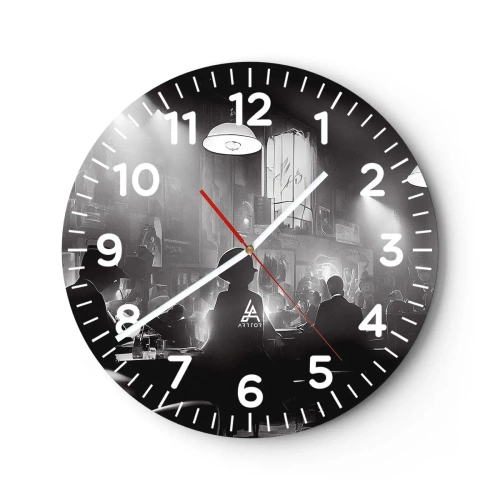 Relógio de parede - Relógio em vidro - Em uma atmosfera de jazz - 30x30 cm