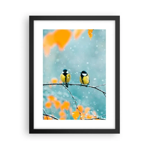 Pôster com moldura preta - Fofoca de pássaros - 30x40 cm