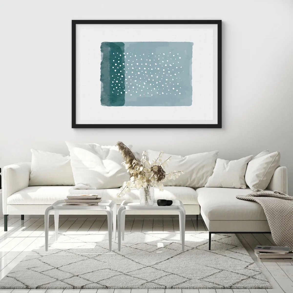 Pôster com moldura preta - Cultivado em azul - 50x40 cm