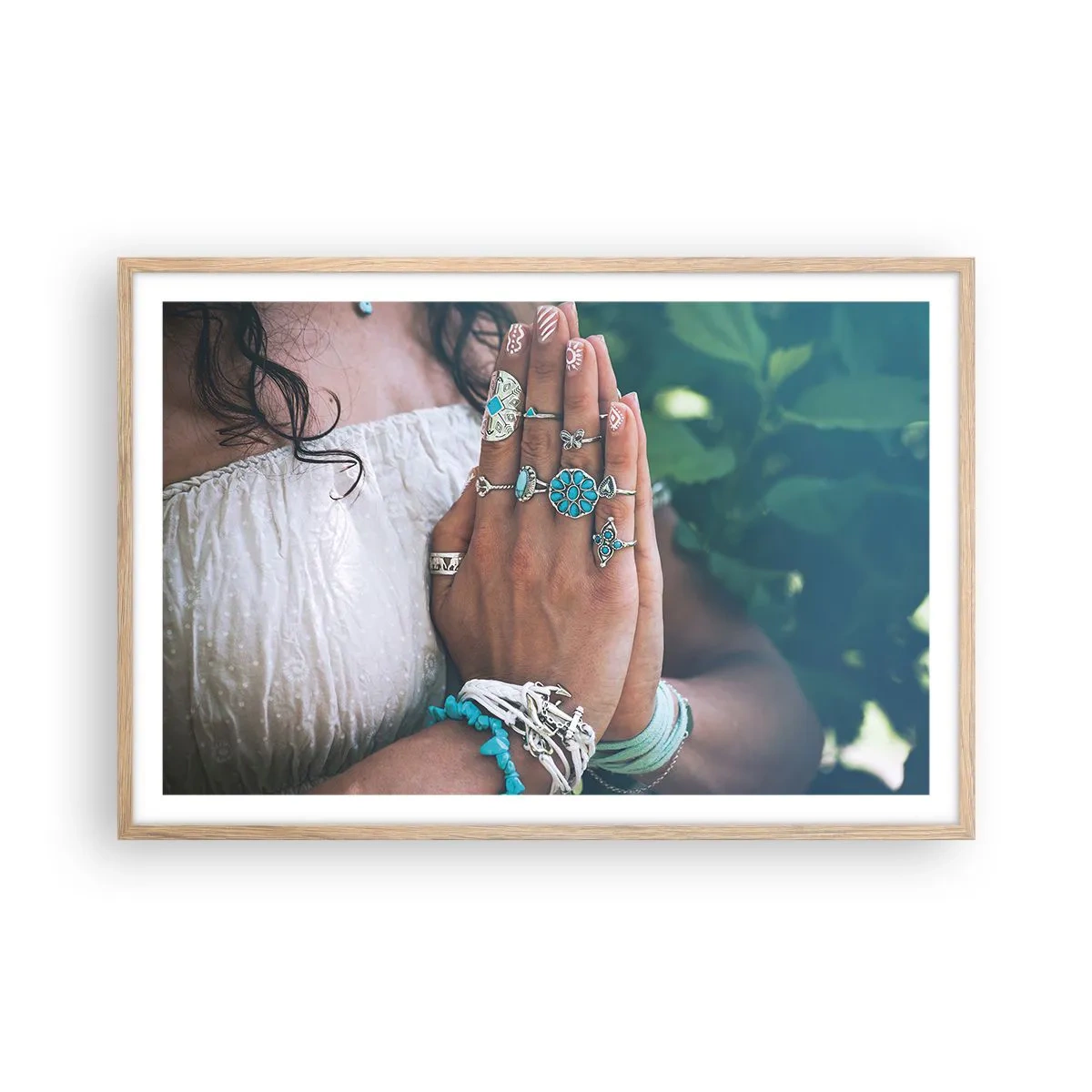 Pôster com moldura de carvalho claro - Bem-vindo ao centro do ser - 91x61 cm