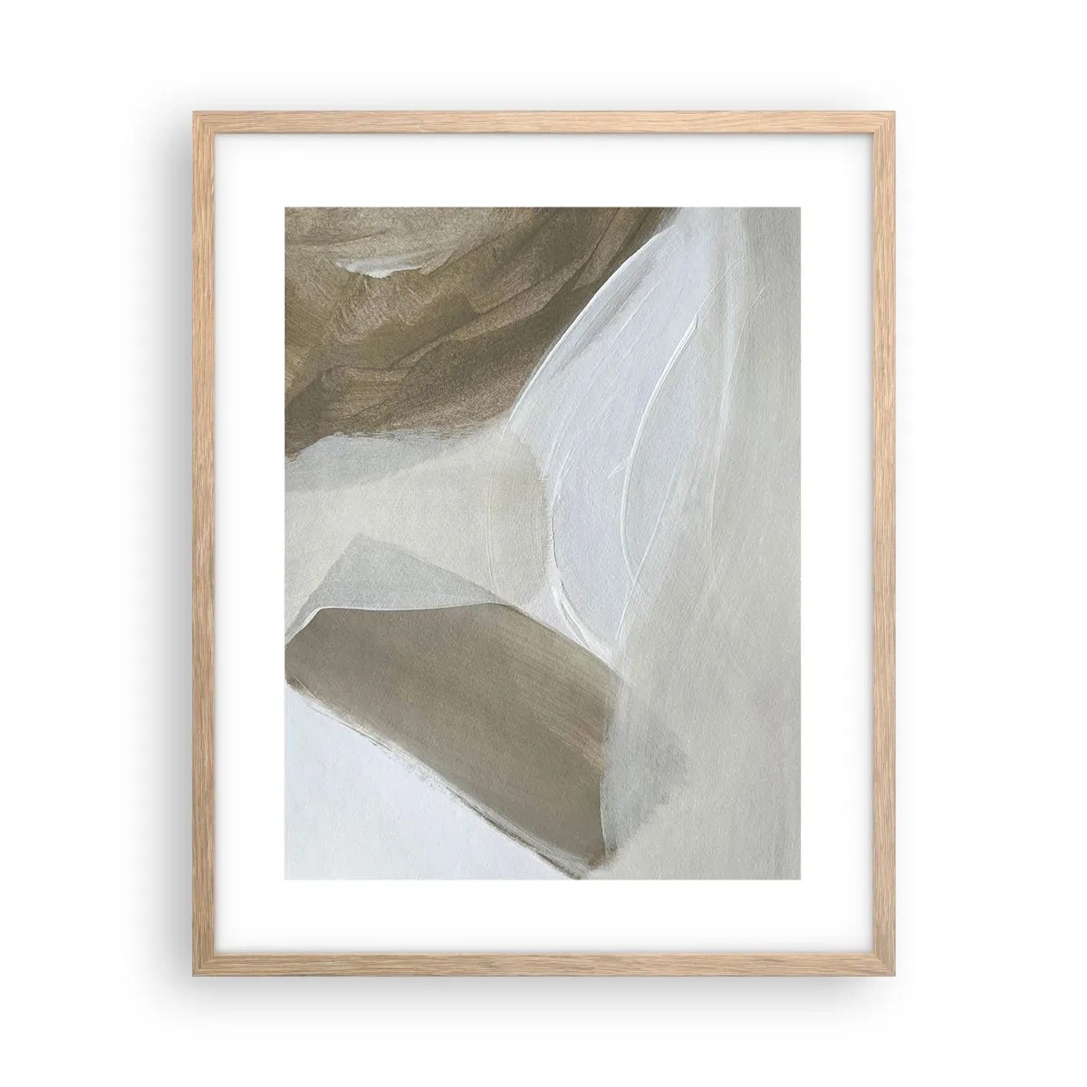 Pôster com moldura de carvalho claro - Uma onda de branco - 40x50 cm