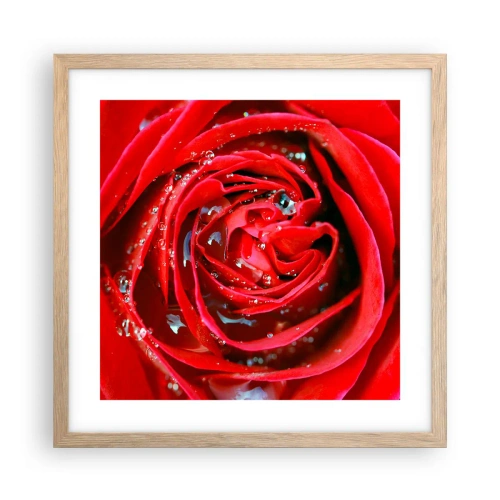 Pôster com moldura de carvalho claro - Em gotas de orvalho - 40x40 cm