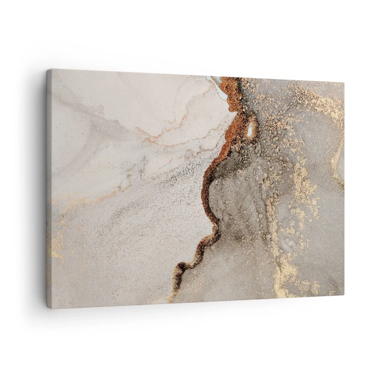 Quadro em tela - Motivo abstrato com tons de dourado e cinza - 70x50cm - No limite das cores - Decoração de parede moderna para a sala de estar e quarto ARTTOR