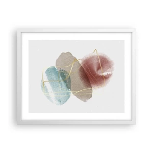 Pôster em moldura branca - Corais espaciais - 50x40 cm