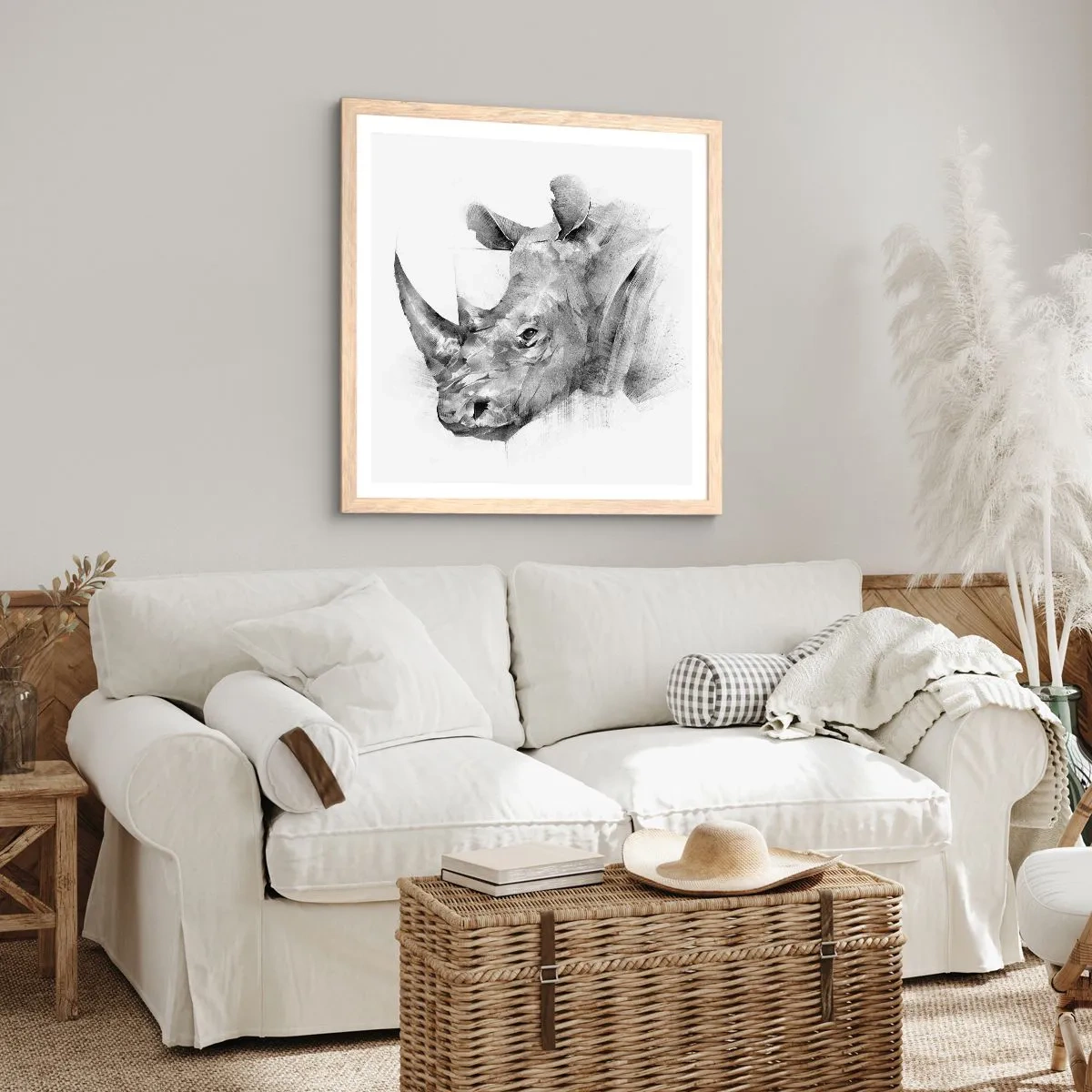 Pôster com moldura de carvalho claro - Retrato africano - 60x60 cm