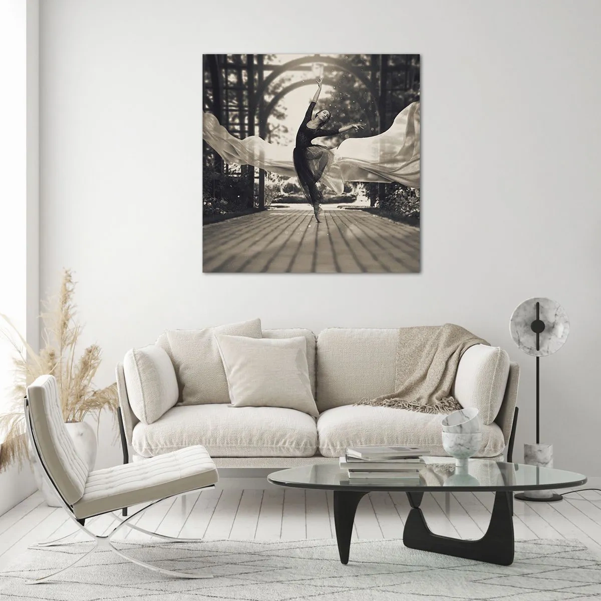 Quadro em vidro - A dança do espírito do jardim - 70x70 cm