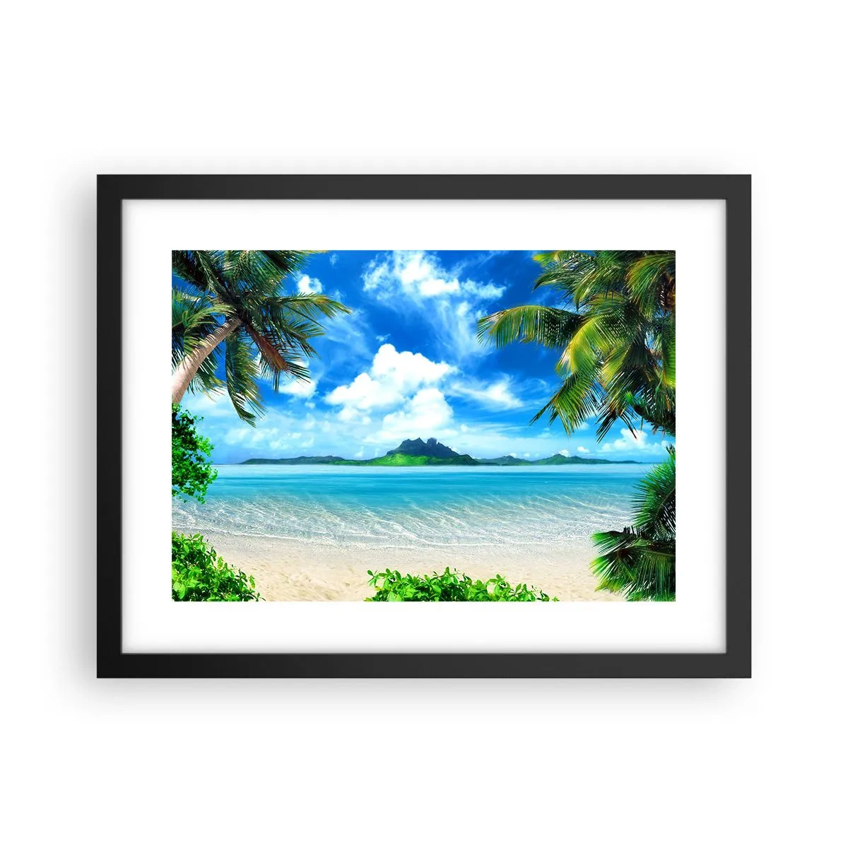 Pôster com moldura preta - O azul dos trópicos - 40x30 cm