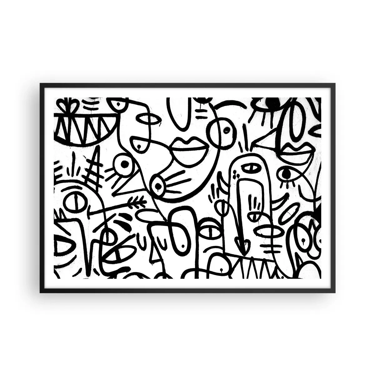 Pôster com moldura preta - Rostos e miragens - 100x70 cm