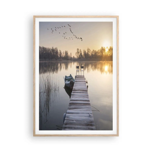 Pôster com moldura de carvalho claro - Voltarei dentro de algum tempo - 70x100 cm