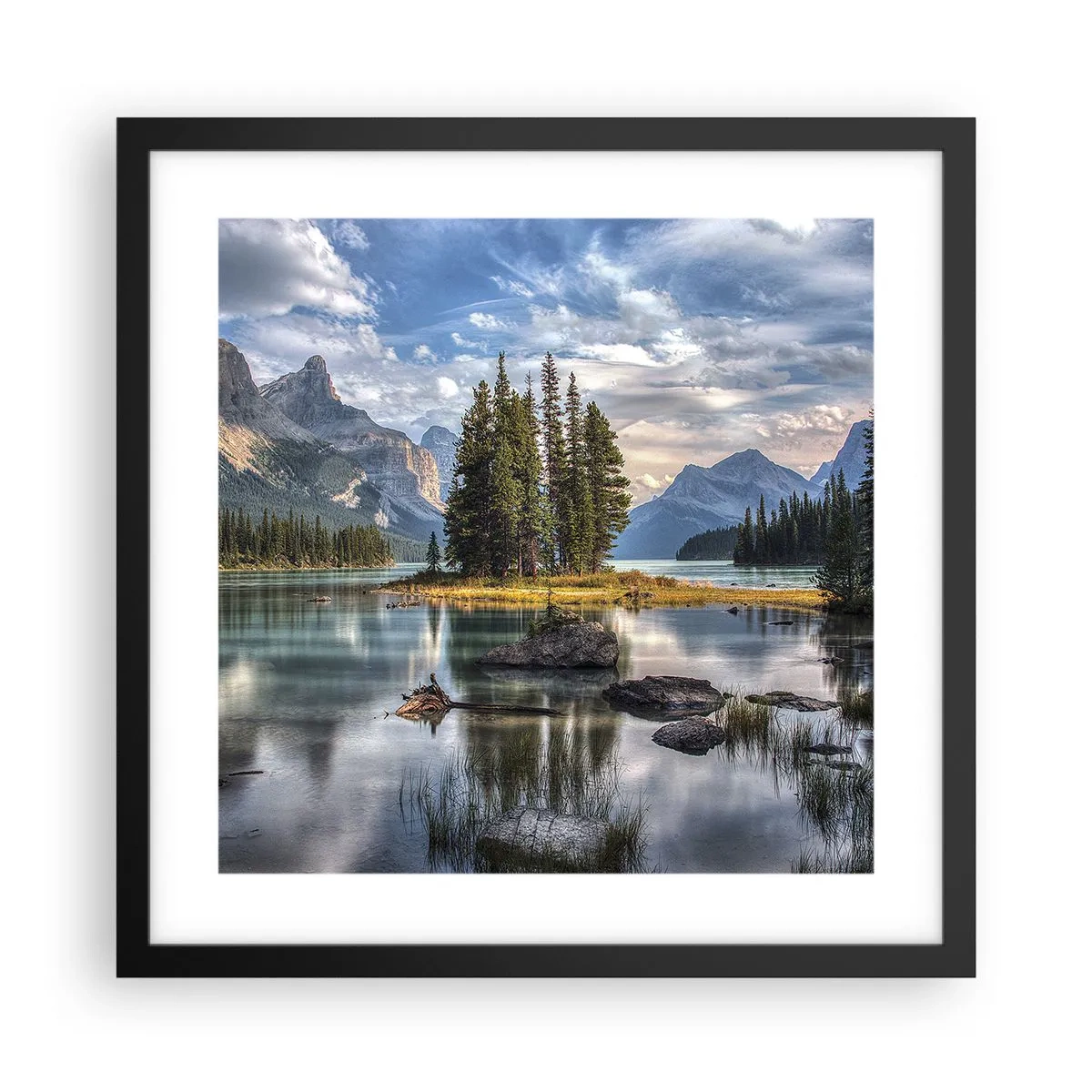 Pôster com moldura preta - Por águas grandes e límpidas… - 40x40 cm