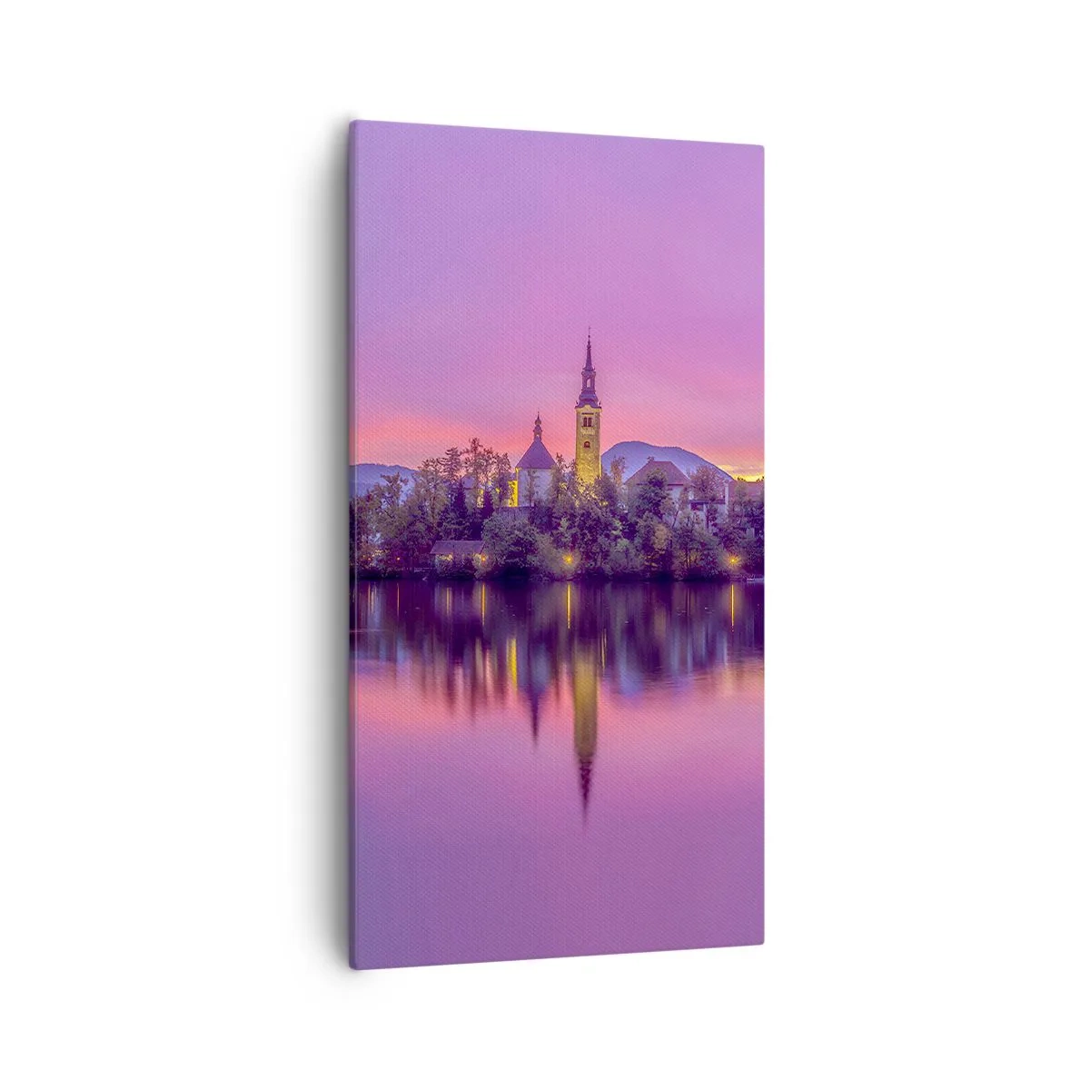 Quadro em tela - Ilha de conto de fadas ao anoitecer - 55x100 cm