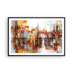 Pôster com moldura preta - Debaixo da ponte também é bonito - 91x61 cm