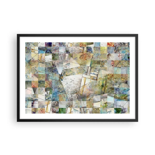 Pôster com moldura preta - Embaralhamento geométrico - 70x50 cm