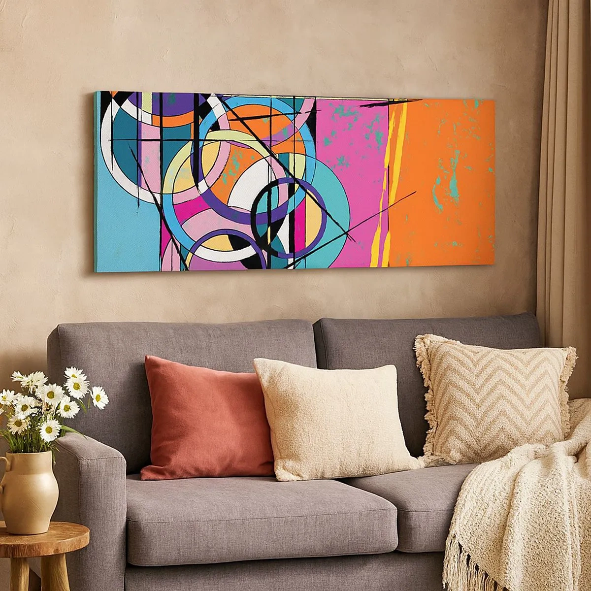 Quadro em tela - Círculo entre círculos - 100x40 cm