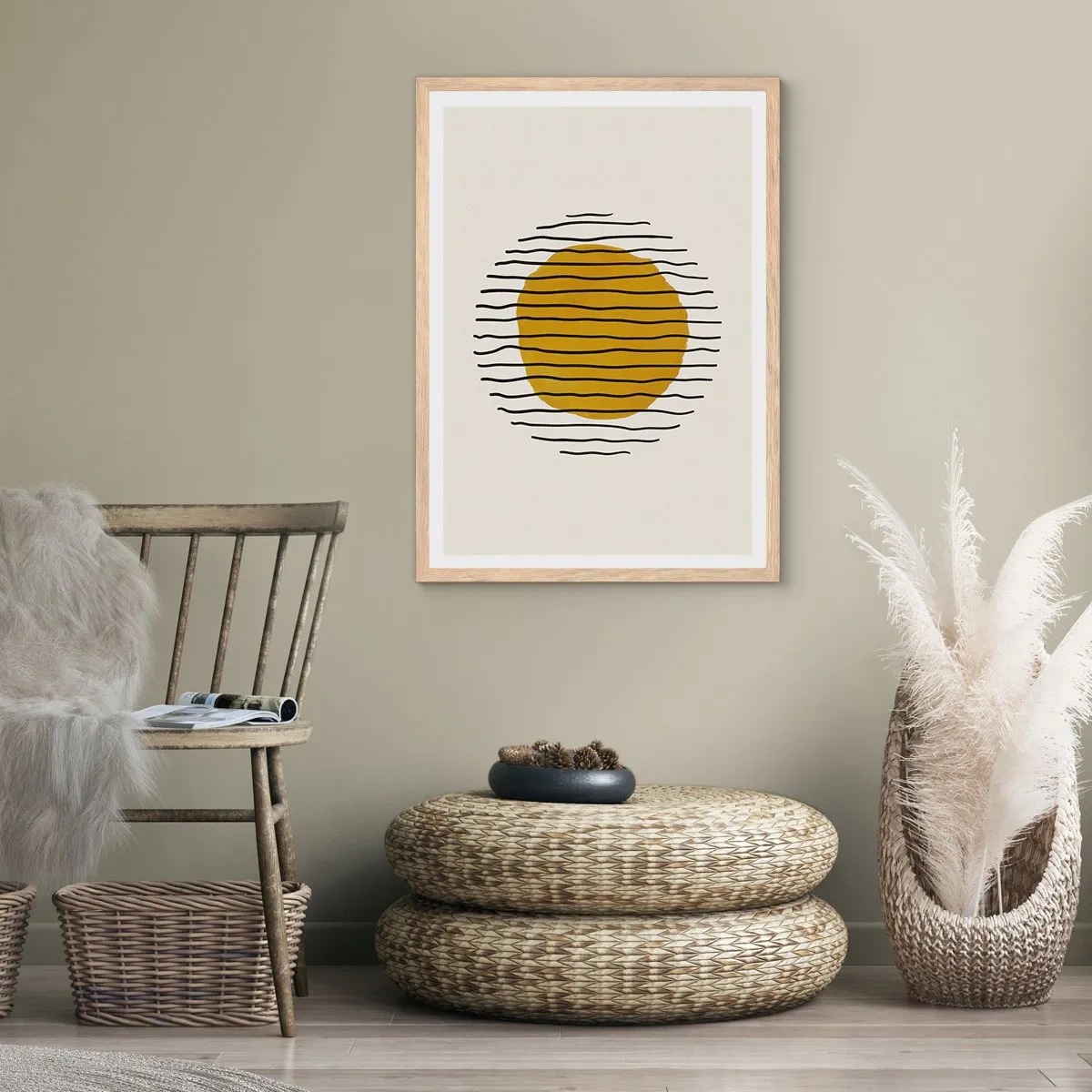 Pôster com moldura de carvalho claro - Abstração a tremer com o calor - 61x91 cm