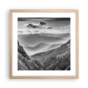 Pôster com moldura de carvalho claro - Até ao horizonte - 40x40 cm
