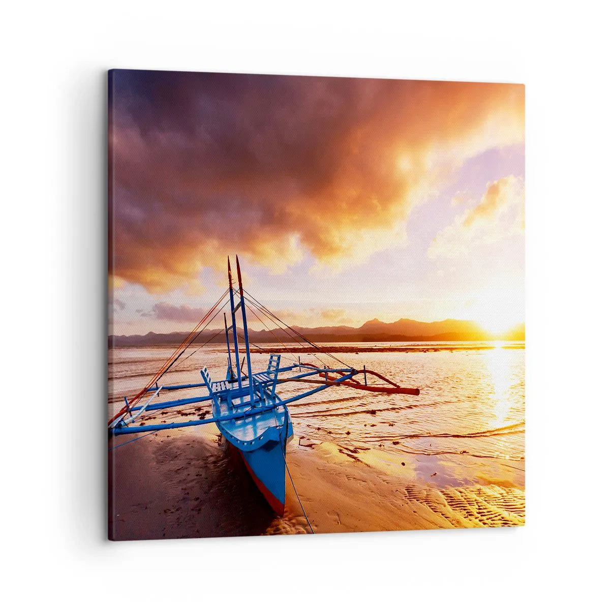 Quadro em tela - Esticar-se na areia após um longo dia - 50x50 cm