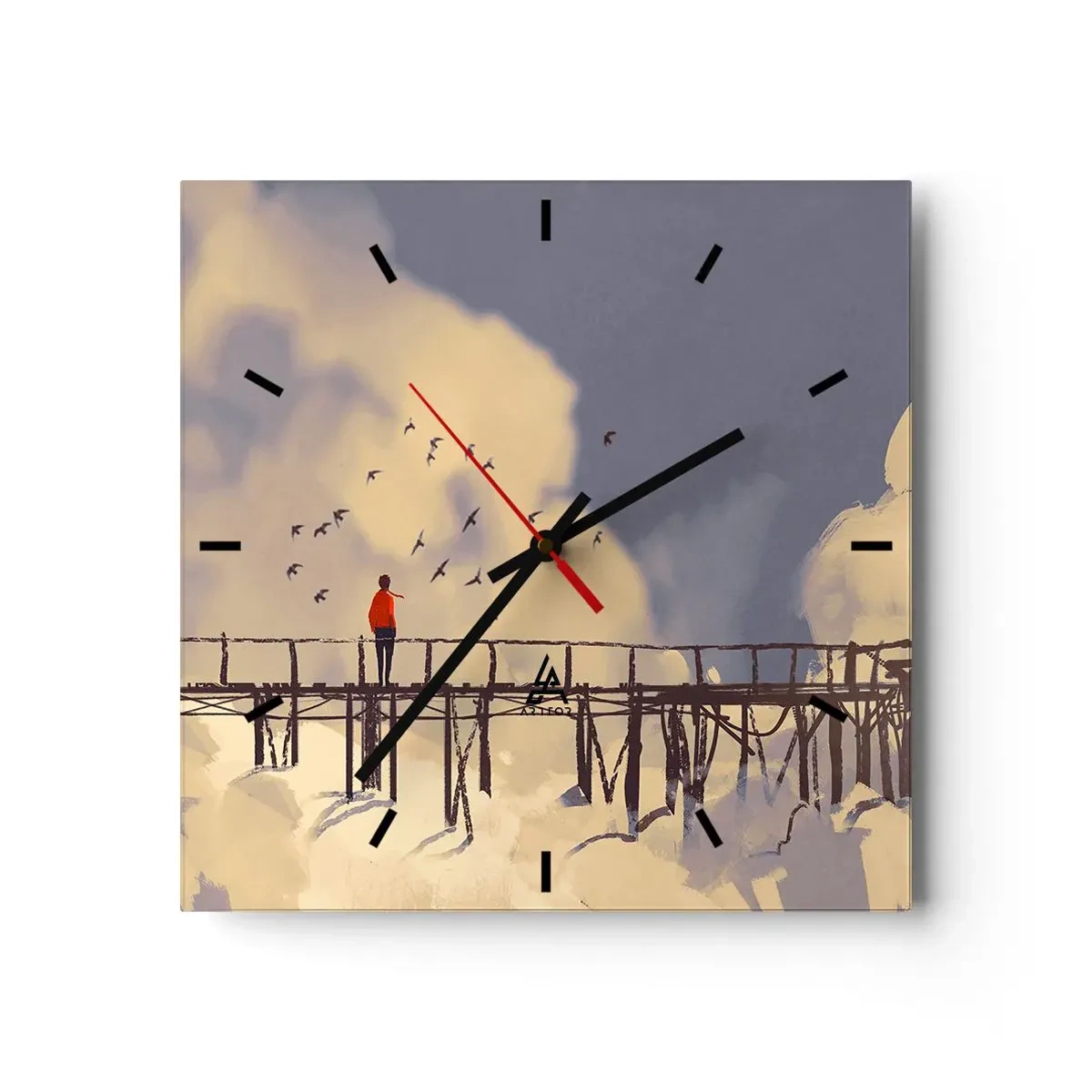 Relógio de parede - Relógio em vidro - Saudade azul - 30x30 cm