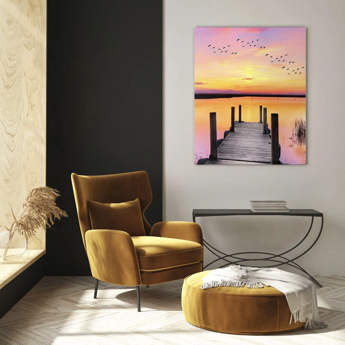 Quadro em vidro - Silenciosa Alvorada Violeta  - 50x70 cm
