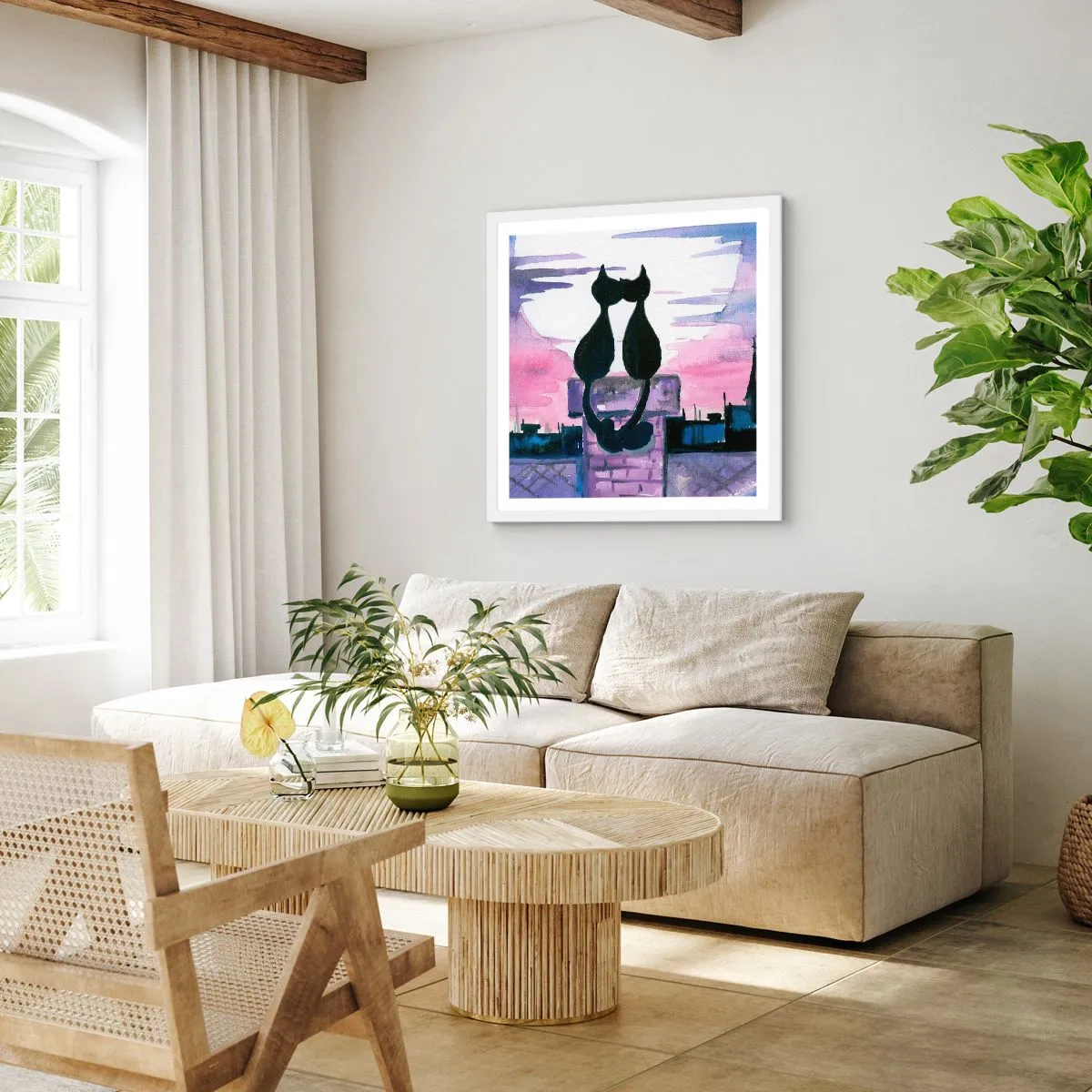 Pôster em moldura branca - Rendez-vous sob a lua - 50x50 cm