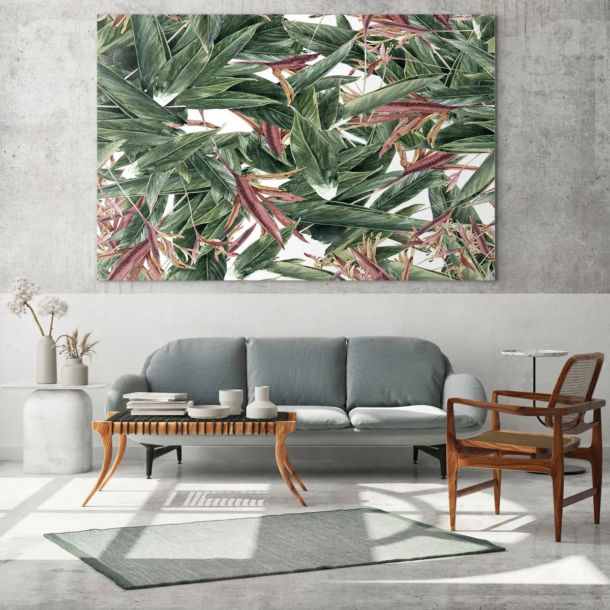 Quadro em vidro - Matagal esmeralda-lilás - 120x80 cm
