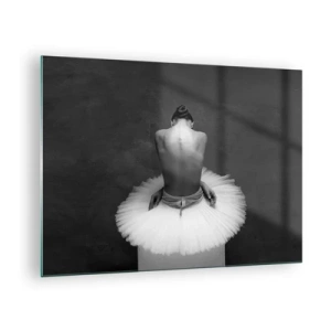 Quadro em vidro - Uma bailarina sentada com uma saia de tule contra uma sombra - 70x50cm - Está a florescer - Decoração de parede moderna para a sala de estar e quarto ARTTOR