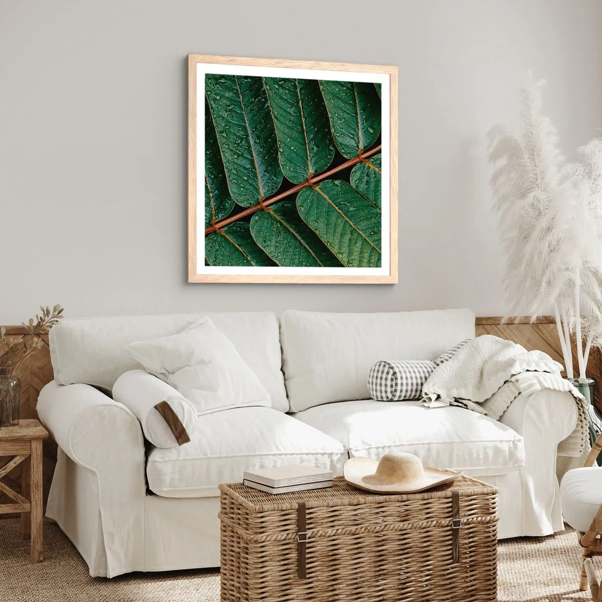 Pôster com moldura de carvalho claro - Num ritmo verde - 50x50 cm