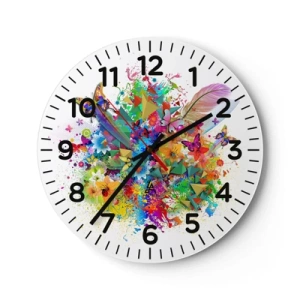 Relógio de parede - Relógio em vidro - Um ramo de alegria - 40x40 cm