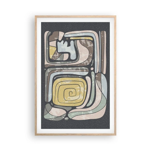 Pôster com moldura de carvalho claro - Abstração no espírito pré-colombiano - 61x91 cm