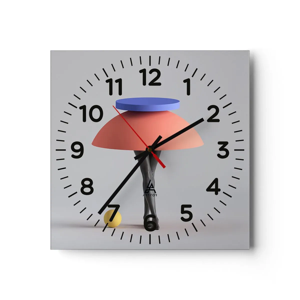 Relógio de parede - Relógio em vidro - Composição surrealista - 40x40 cm