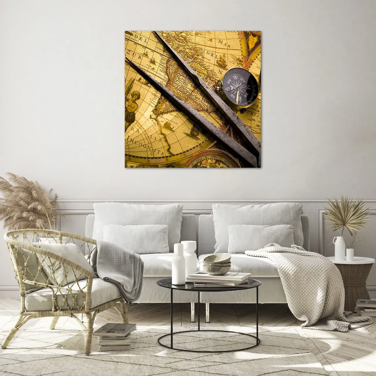 Quadro em vidro - Onde estão esses tesouros? - 70x70 cm