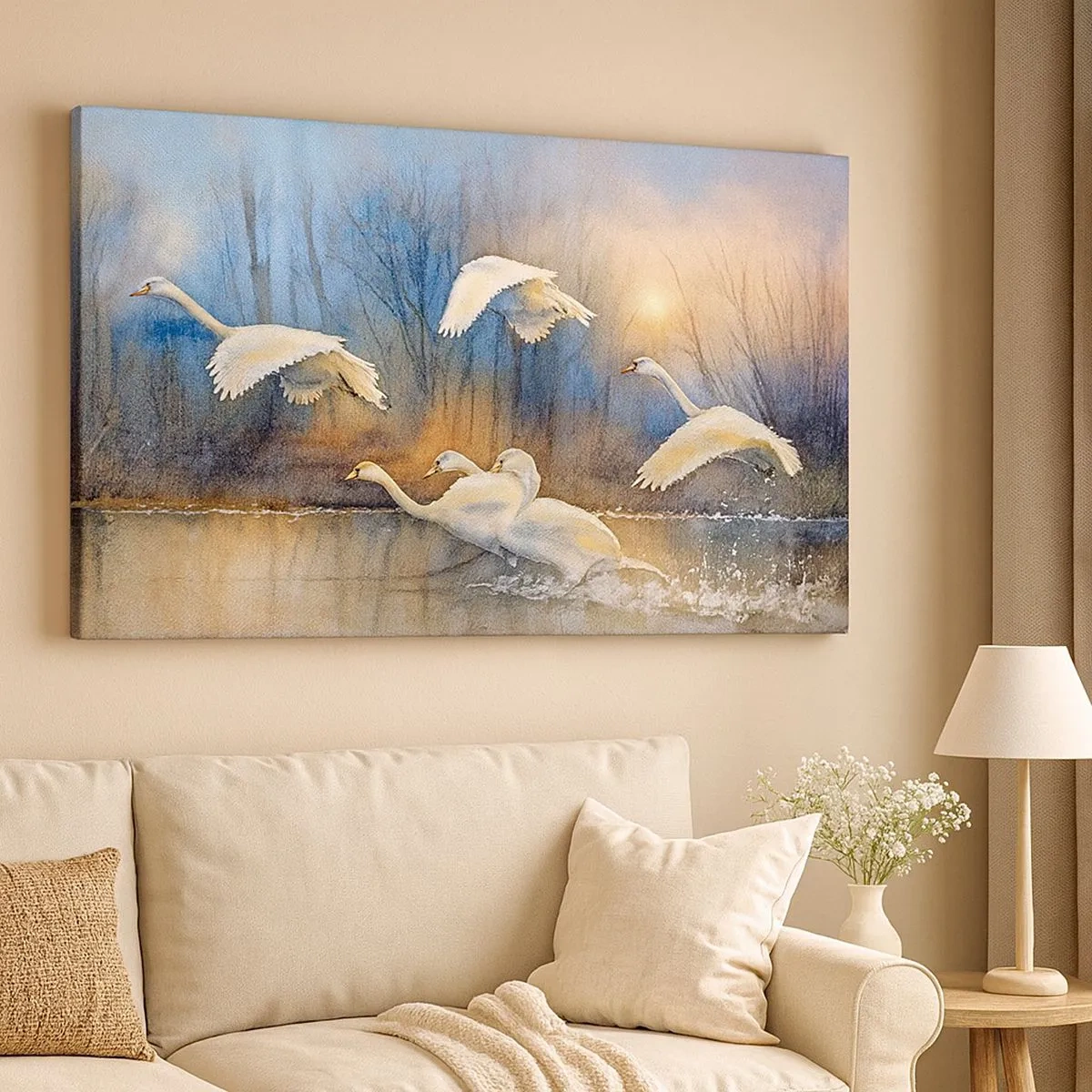 Quadro em tela - Como no conto de fadas sobre cisnes selvagens - 100x40 cm