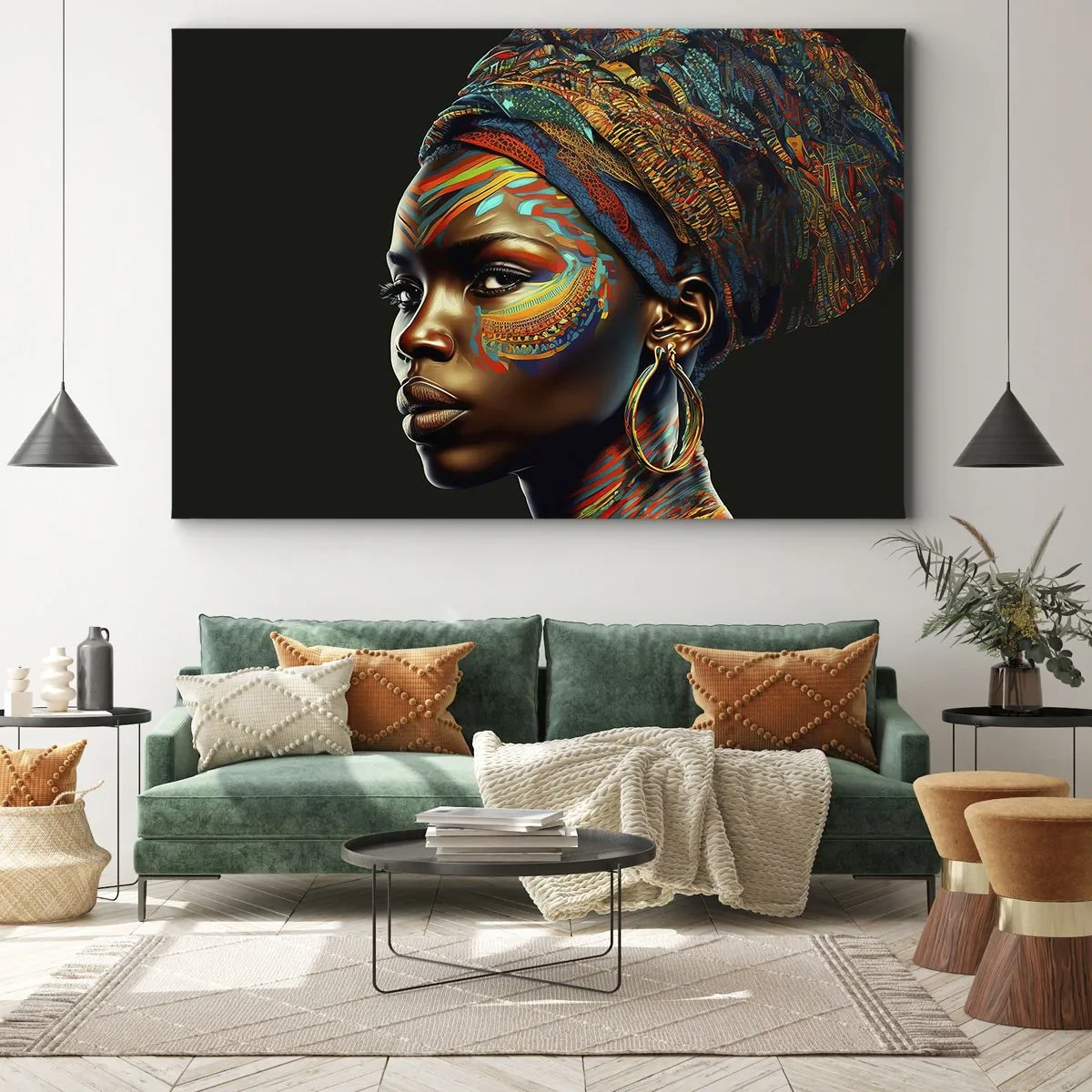 Quadro em tela - Rainha africana - 120x80 cm
