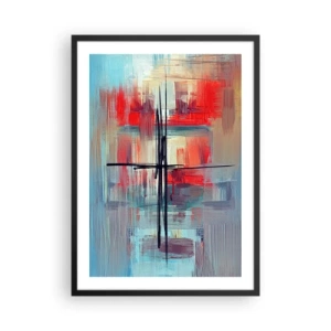 Pôster com moldura preta - Composição abstrata em cores dinâmicas - 50x70cm - Uma paisagem numa dimensão desconhecida - Decoração de parede moderna para a sala de estar e quarto ARTTOR