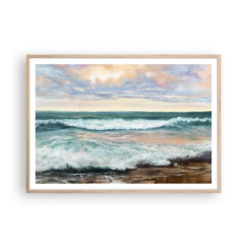 Pôster com moldura de carvalho claro - Aqui suavizas a alma - 100x70 cm