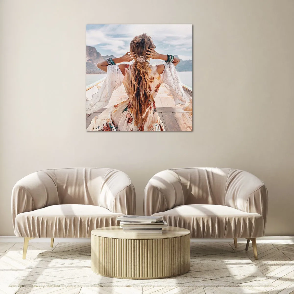 Quadro em vidro - A caminho da felicidade - 60x60 cm