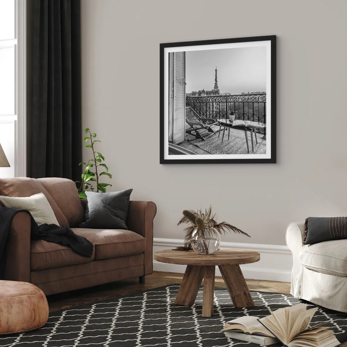 Pôster com moldura preta - Tarde de Paris - 40x40 cm