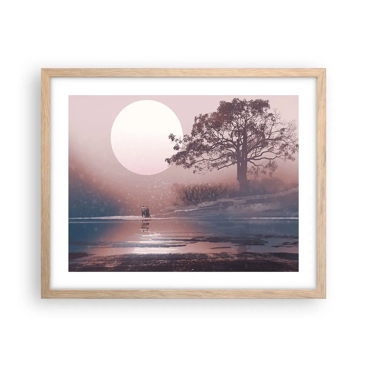 Pôster com moldura de carvalho claro - Maravilhas da noite - 50x40 cm