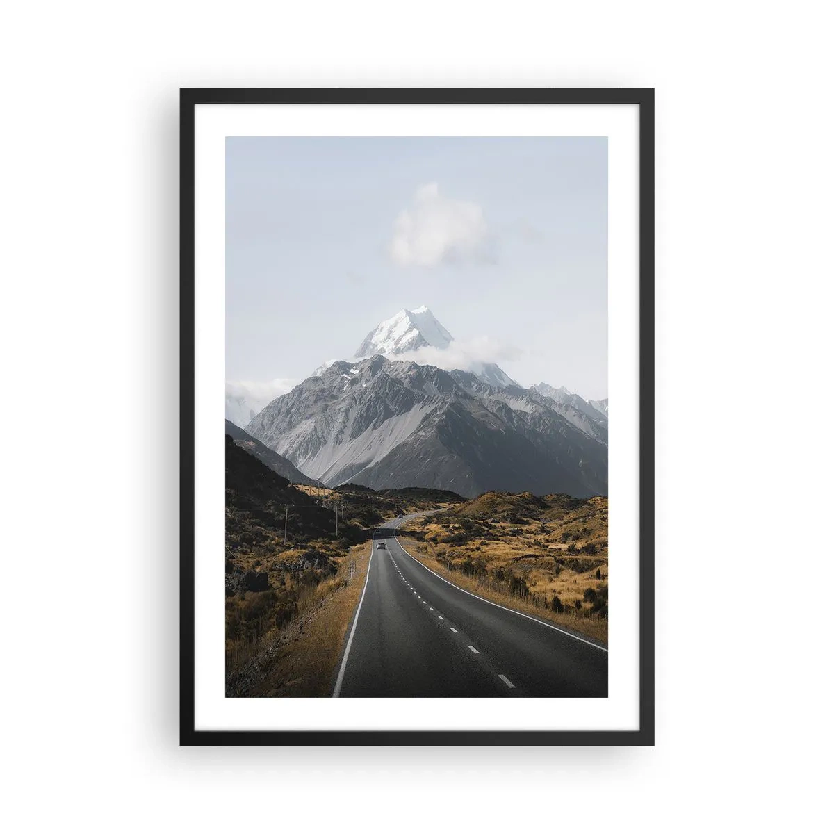 Pôster com moldura preta - A estrada que leva às montanhas majestosas - 50x70cm - O caminho para o coração das montanhas - Decoração de parede moderna para a sala de estar e quarto ARTTOR
