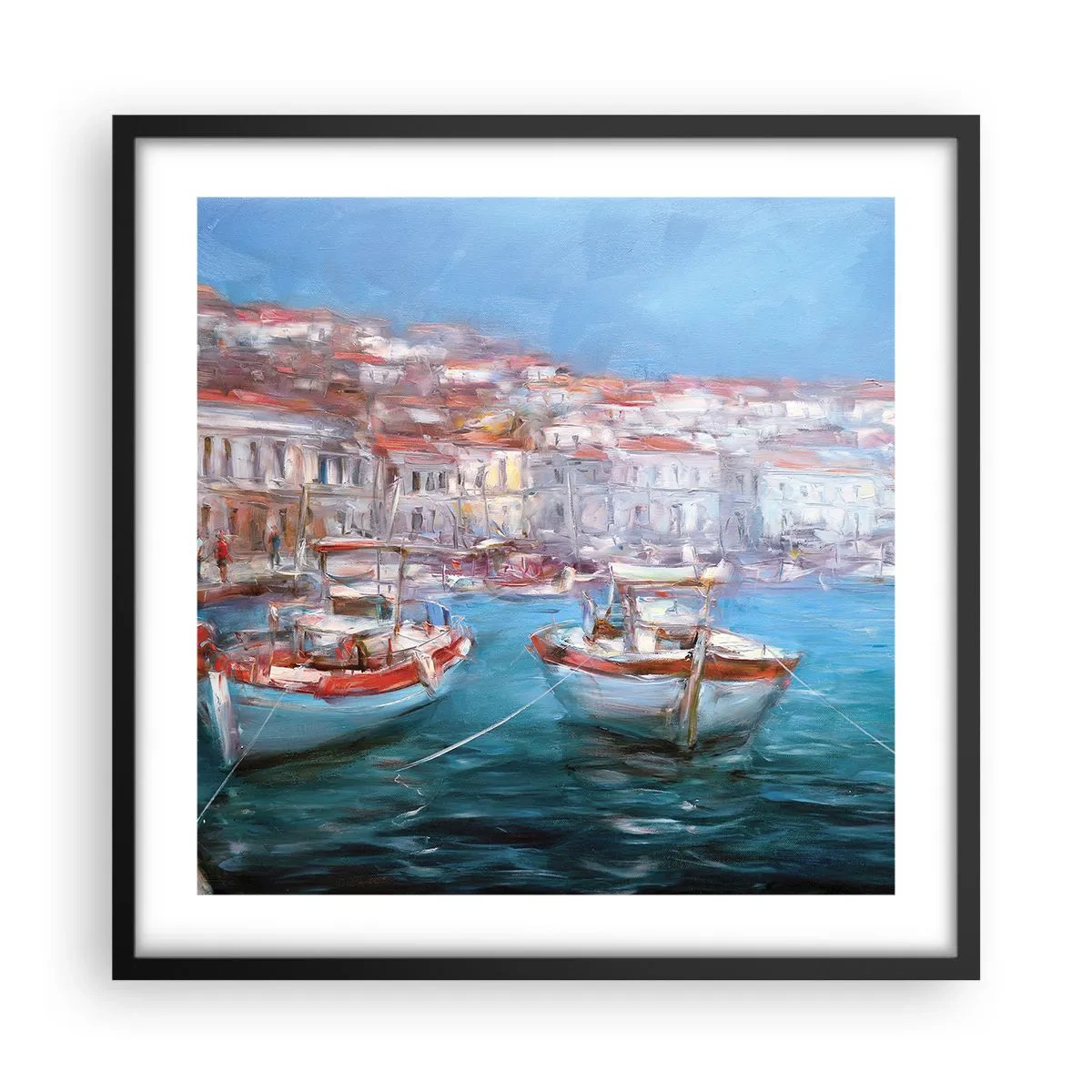 Pôster com moldura preta - Baía italiana - 50x50 cm