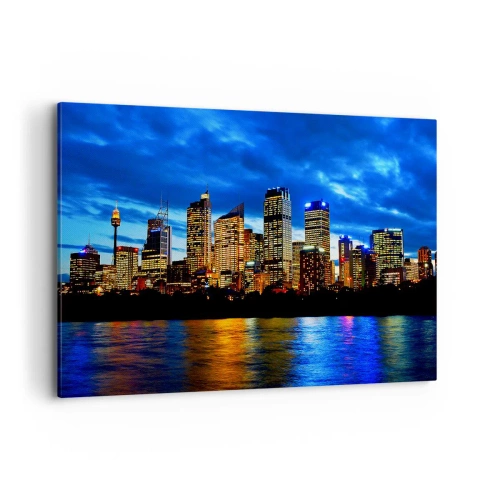 Quadro em tela - Uma noite de luzes e cores - 120x80 cm