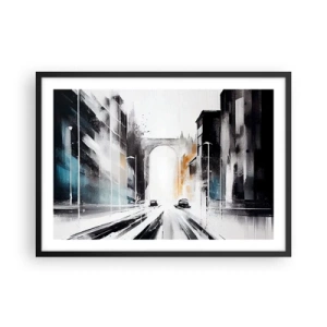 Pôster com moldura preta - Estudo da cidade: arquitetura e movimento - 70x50 cm