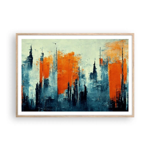 Pôster com moldura de carvalho claro - Paisagem moderna - 100x70 cm