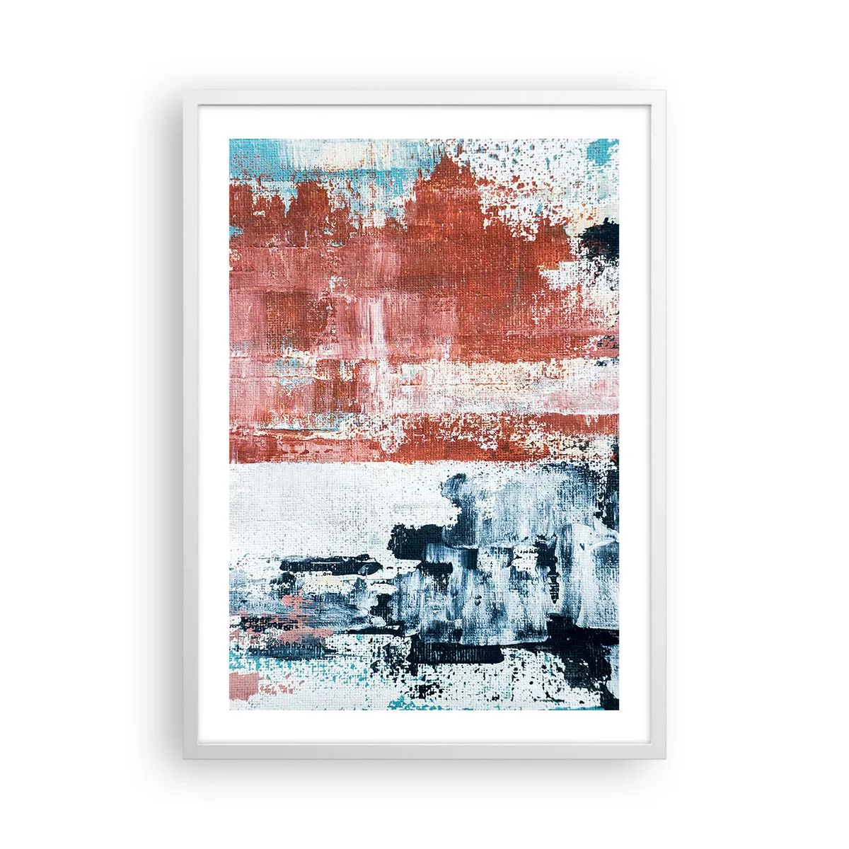 Pôster em moldura branca - Meio a meio abstrato - 50x70 cm