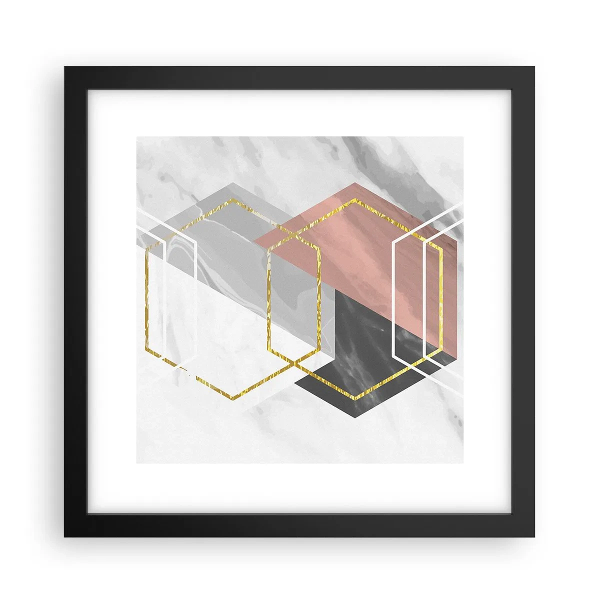 Pôster com moldura preta - Composição em cadeia - 30x30 cm