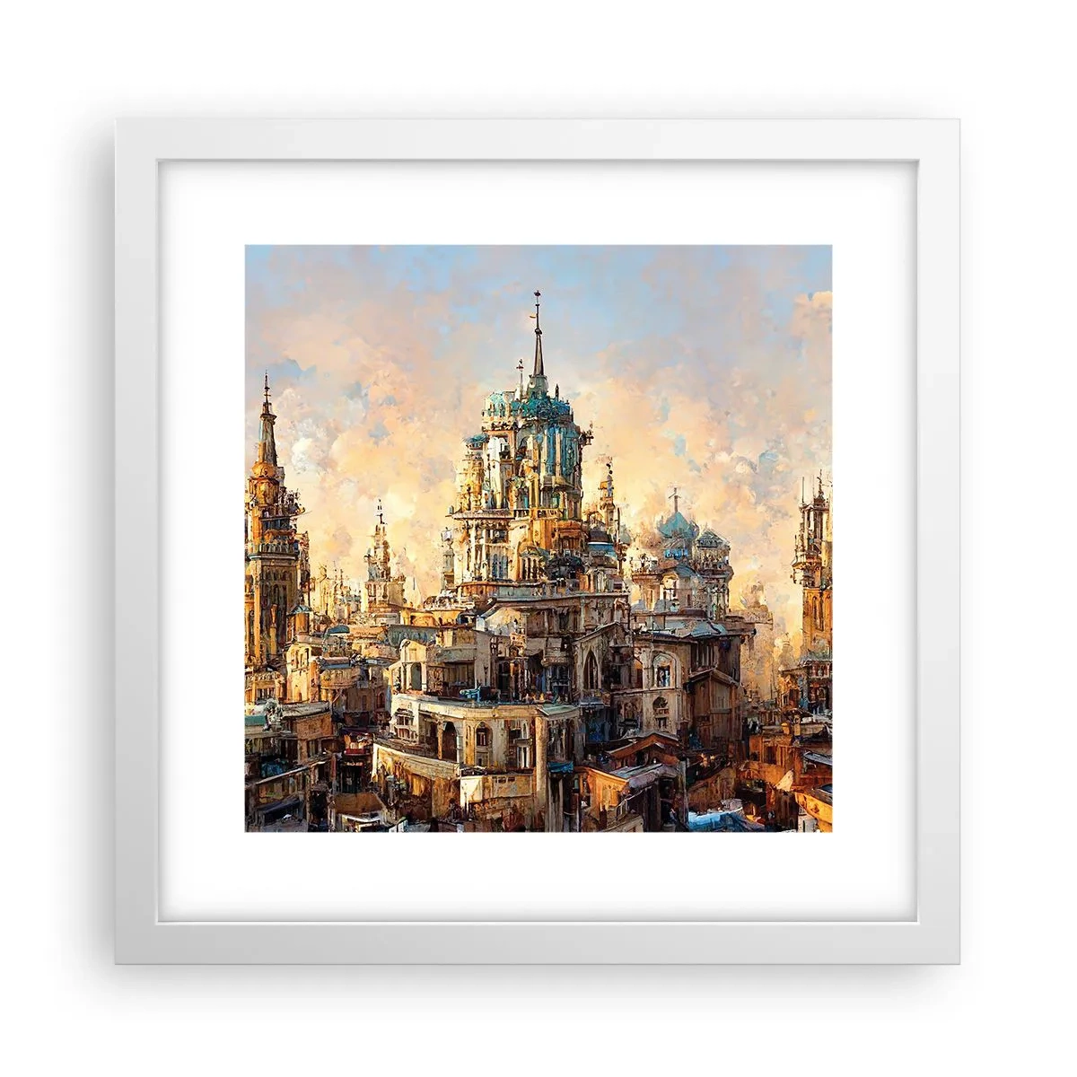 Pôster em moldura branca - Cidade das cidades - 30x30 cm